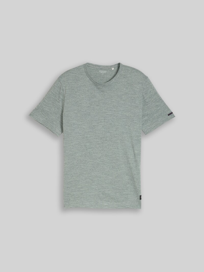 Tom Tailor T-Shirt in Melange-Optik - Green Navy Injected