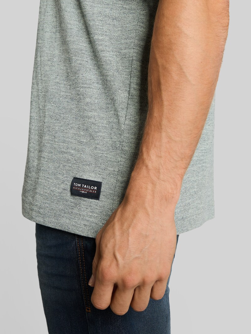 Tom Tailor T-Shirt in Melange-Optik - Green Navy Injected