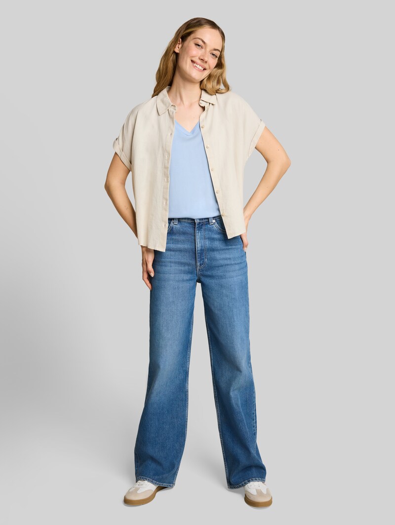 Tom Tailor T-Shirt mit V-Ausschnitt - Kentucky Blue