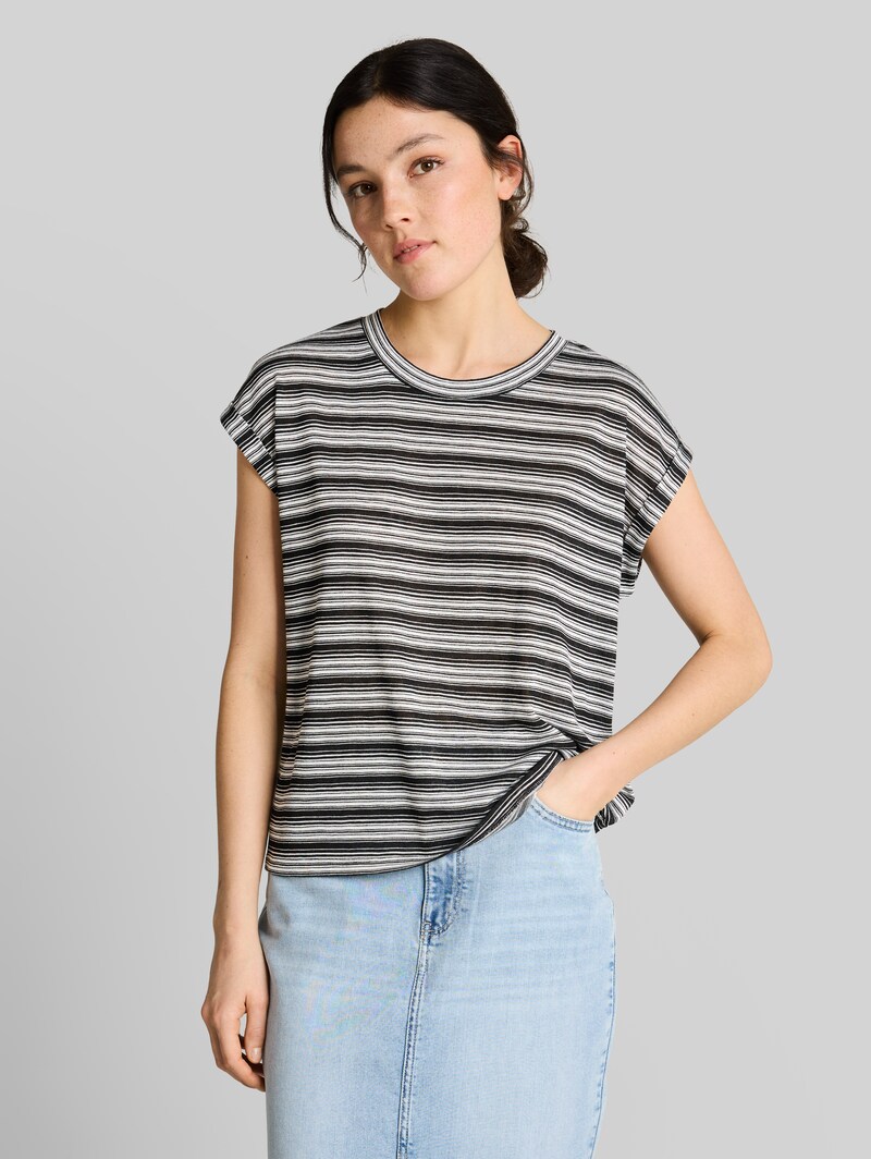 Tom Tailor T-Shirt mit Streifenmuster - Black White Gradient Stripe Tom Tailor T-Shirt mit Streifenmuster - Black White Gradient Stripe