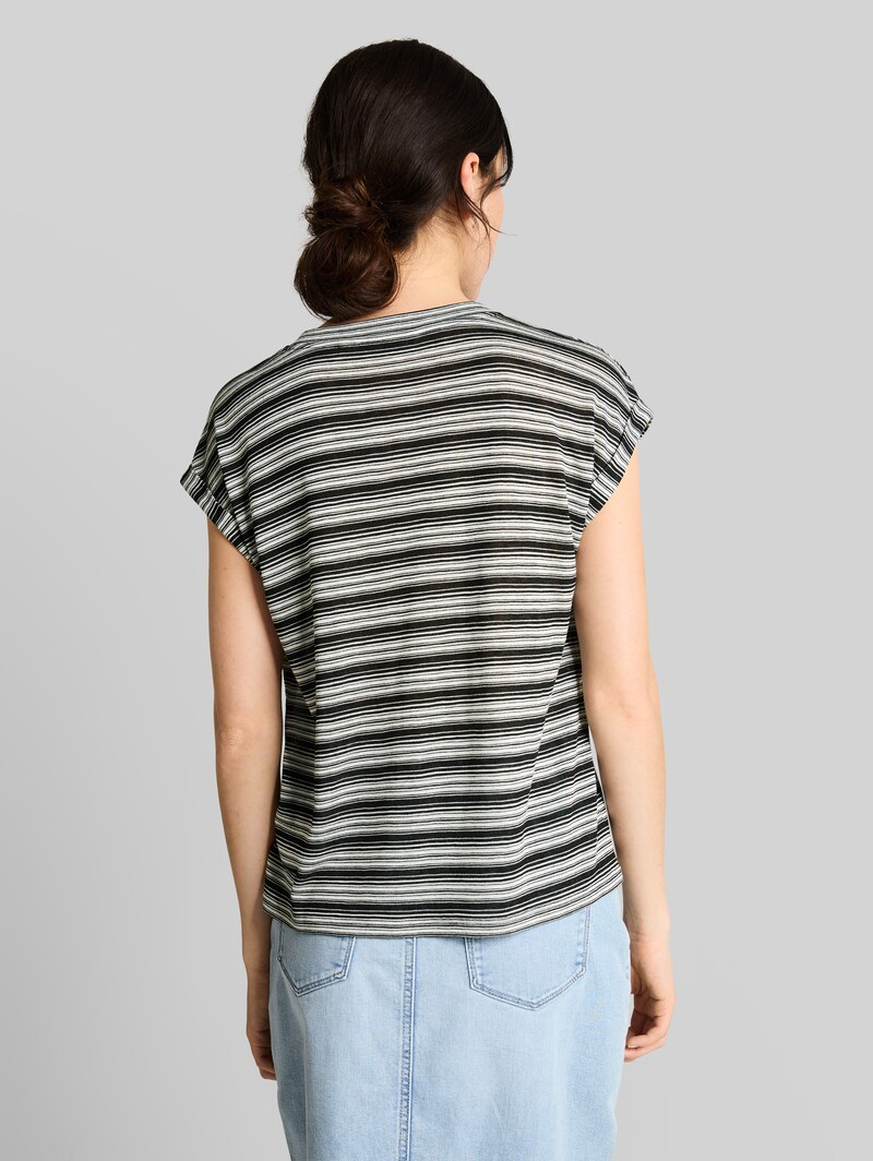 Tom Tailor T-Shirt mit Streifenmuster - Black White Gradient Stripe
