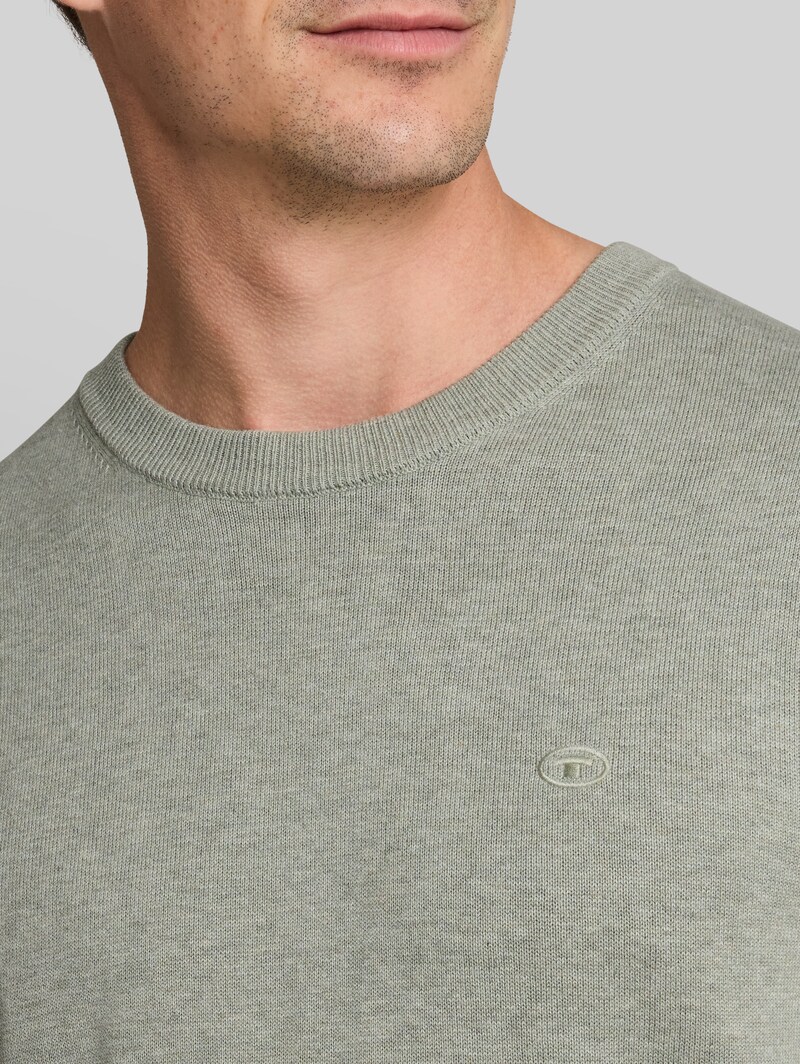 Tom Tailor Basic Strickpullover aus Baumwolle - Iron Mint Melange