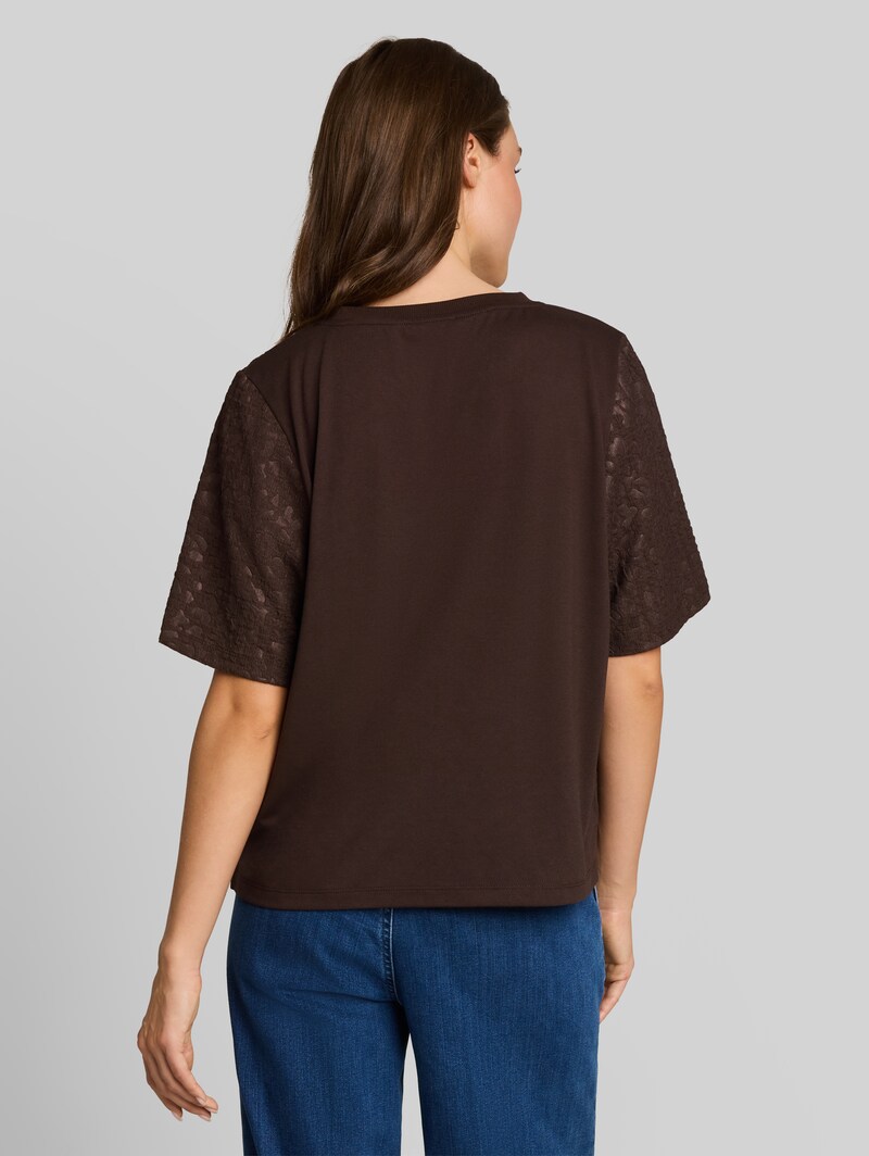 Tom Tailor Boxy Fit T-Shirt mit Leo-Muster - Java Dark Brown