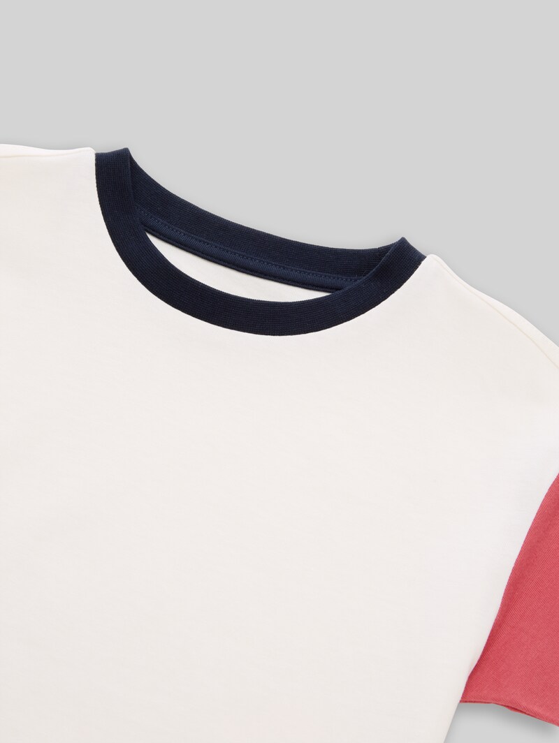Tom Tailor Oversize T-Shirt mit Colour Blocking - Wool White