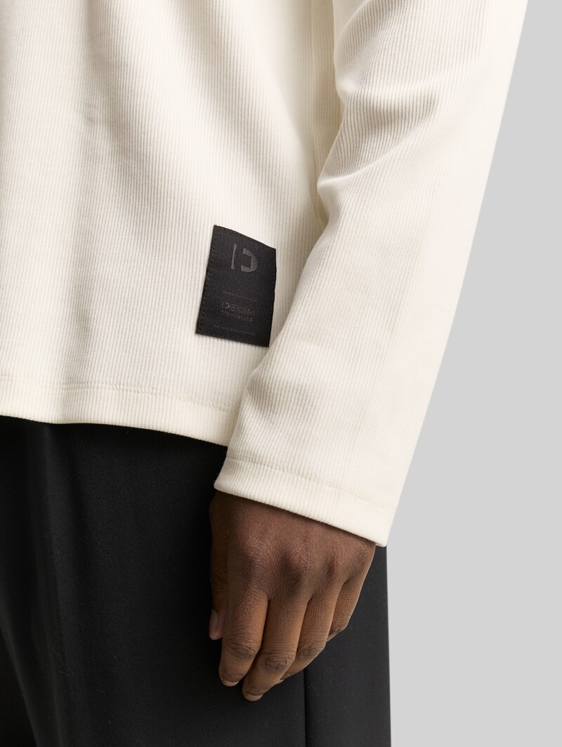 Tom Tailor Langarmshirt mit Rippstruktur - Wool White