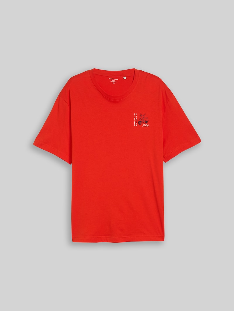 Tom Tailor Plus Size - T-Shirt mit Print - Orange Red