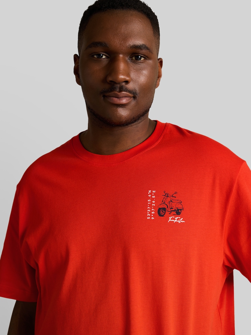 Tom Tailor Plus Size - T-Shirt mit Print - Orange Red