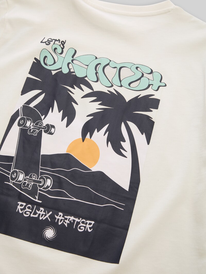 Tom Tailor Glow-in-the-Dark T-Shirt mit Rückenprint - Wool White