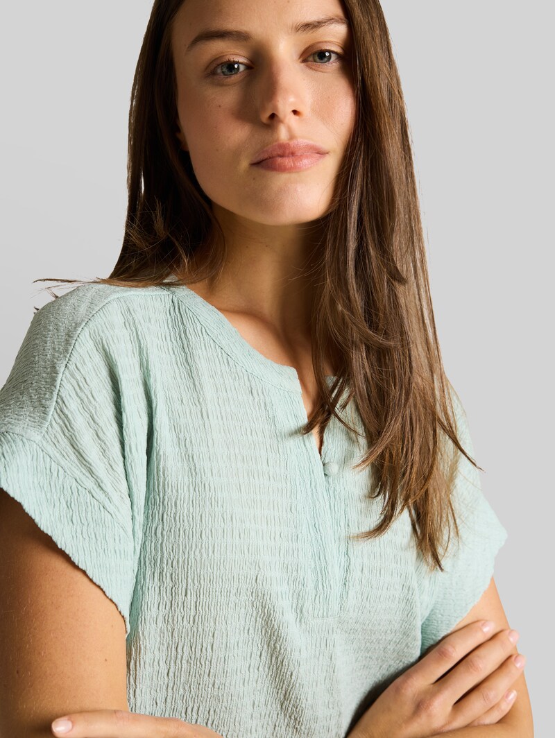 Tom Tailor Crinkle T-Shirt - Blue Haze