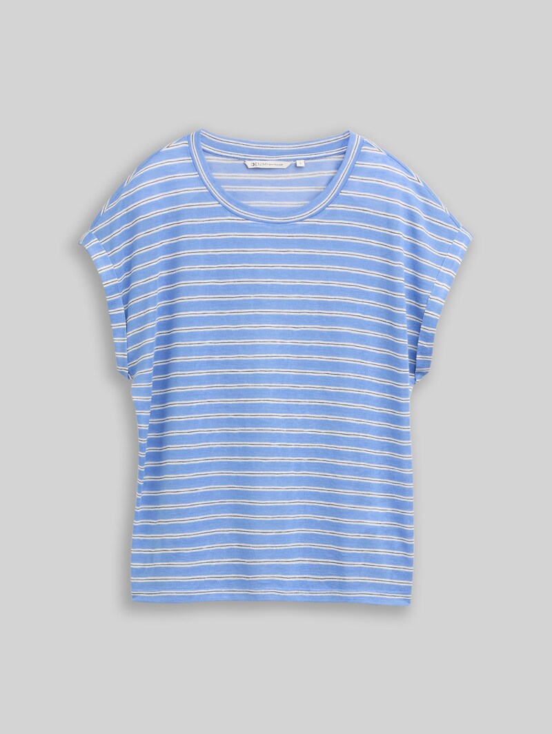 Tom Tailor T-Shirt mit Streifenmuster - Blue White Black Stripe