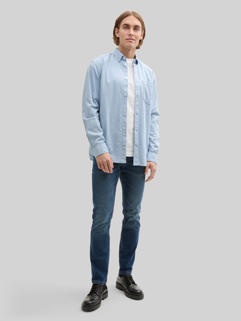 Tom Tailor Regular Fit Hemd mit Brusttasche - Light Blue Chambray