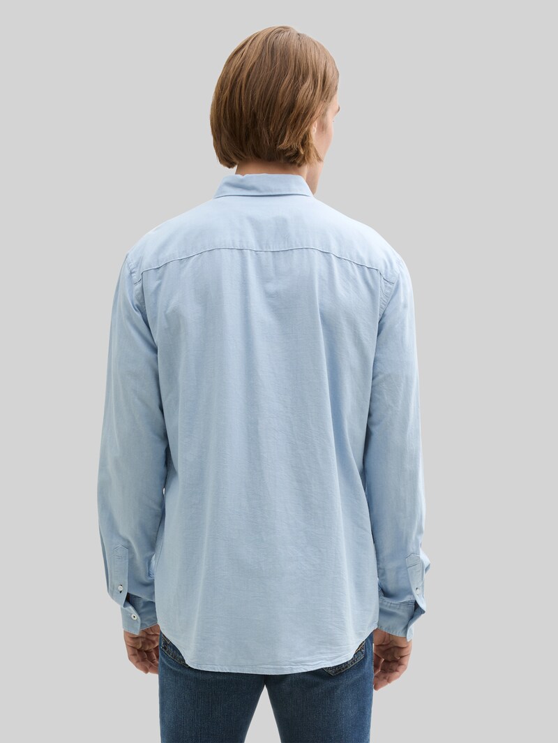 Tom Tailor Regular Fit Hemd mit Brusttasche - Light Blue Chambray