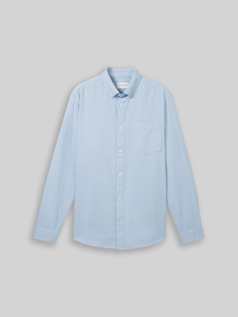 Tom Tailor Regular Fit Hemd mit Brusttasche - Light Blue Chambray
