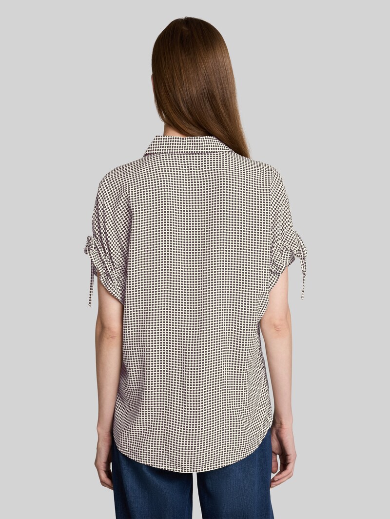 Tom Tailor Loose Fit Bluse mit Schleifen - Small Brown Dot Print
