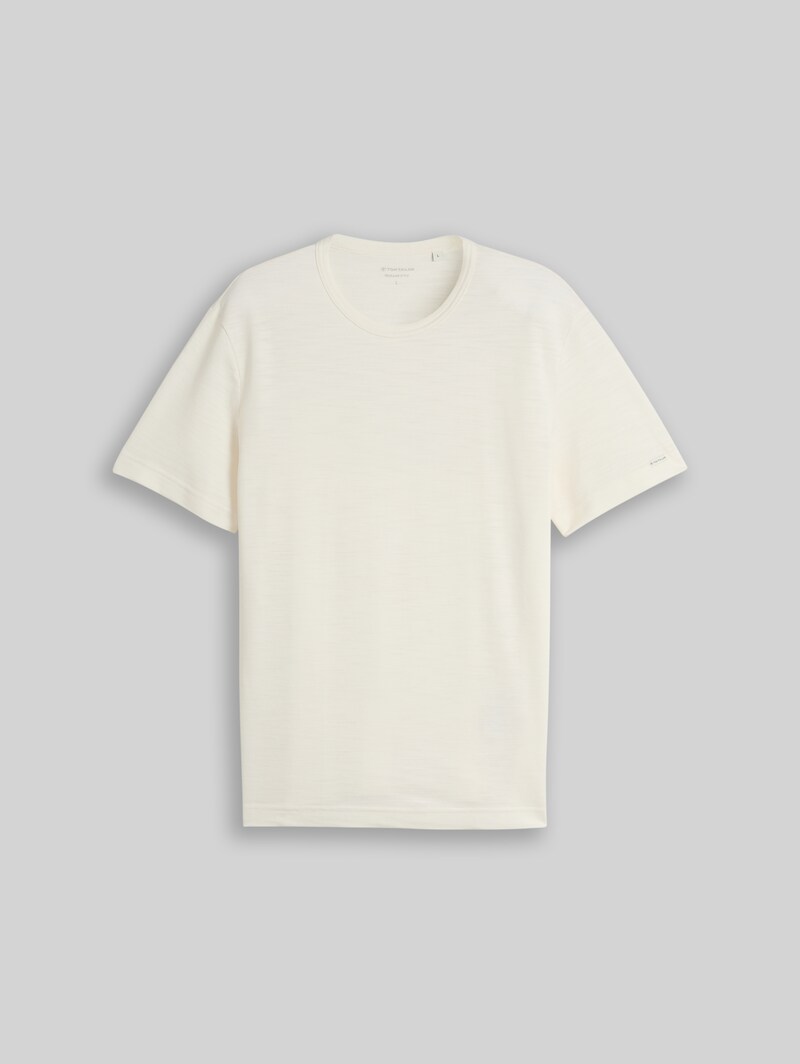 Tom Tailor Piqué T-Shirt aus Baumwolle - Gardenia White