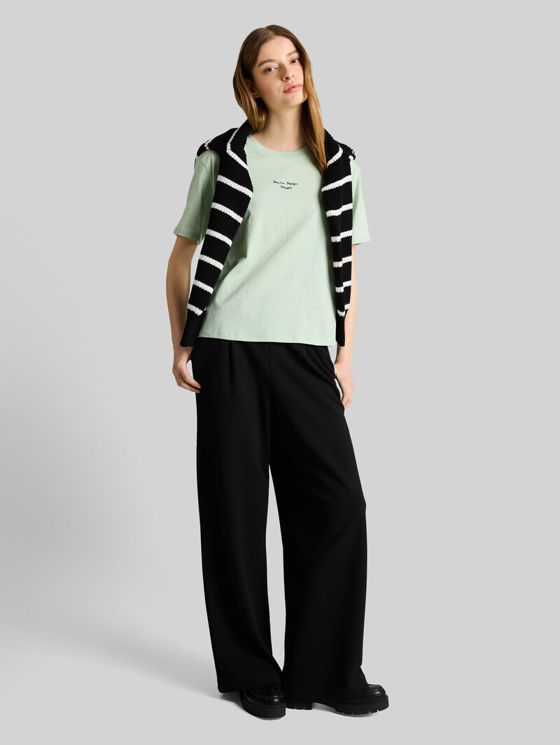 Tom Tailor Boxy Fit T-Shirt mit Stickerei - Light Matcha Green