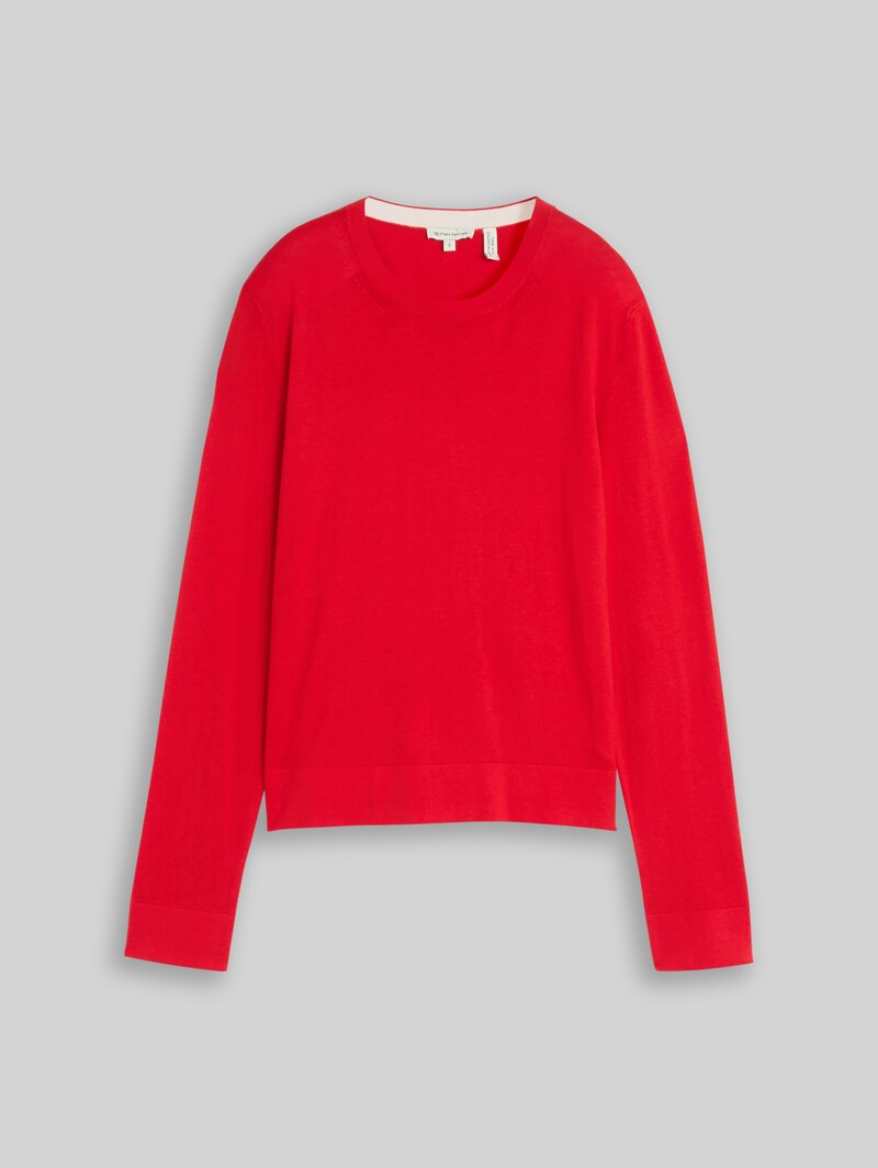 Tom Tailor Strickpullover mit Seidenanteil - Soft Scarlet Red