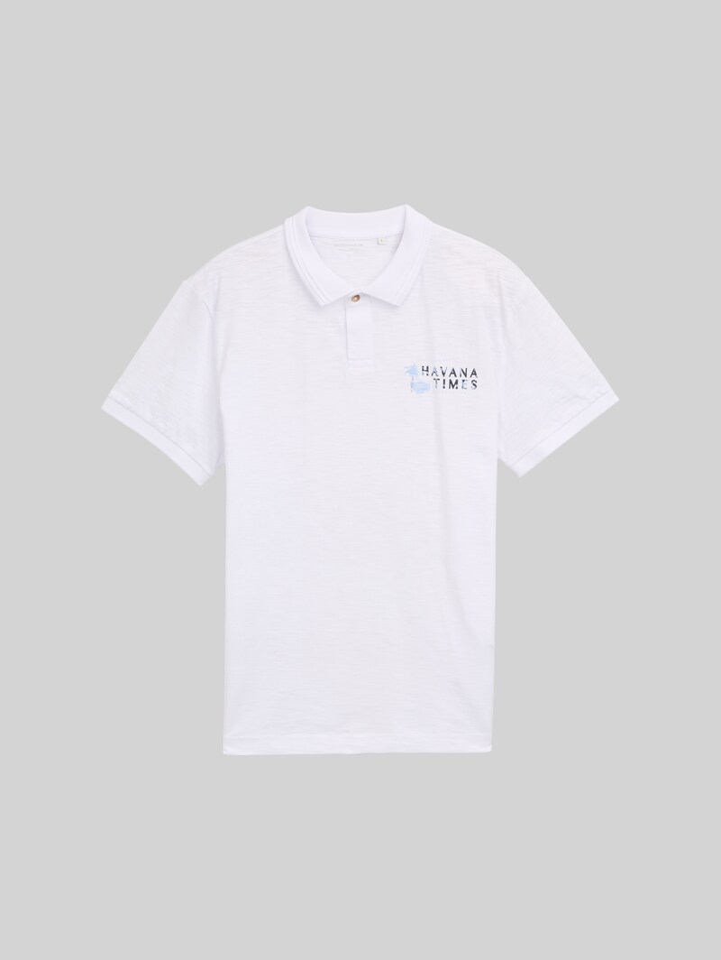 Tom Tailor Poloshirt aus Baumwolle mit Print - White