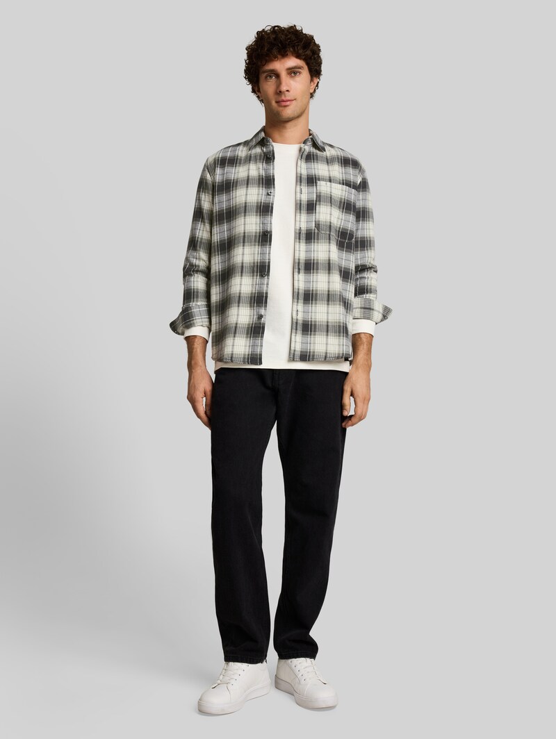 Tom Tailor Relaxed Fit Hemd mit Karomuster - Coal Grey Green Check