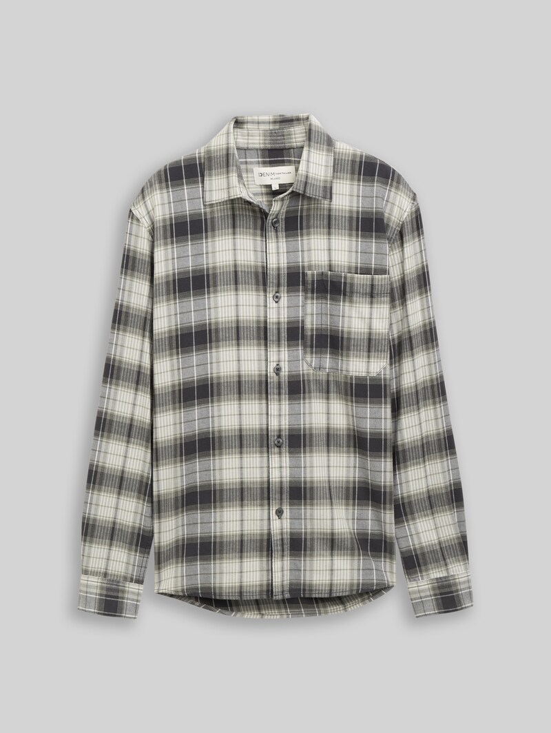 Tom Tailor Relaxed Fit Hemd mit Karomuster - Coal Grey Green Check