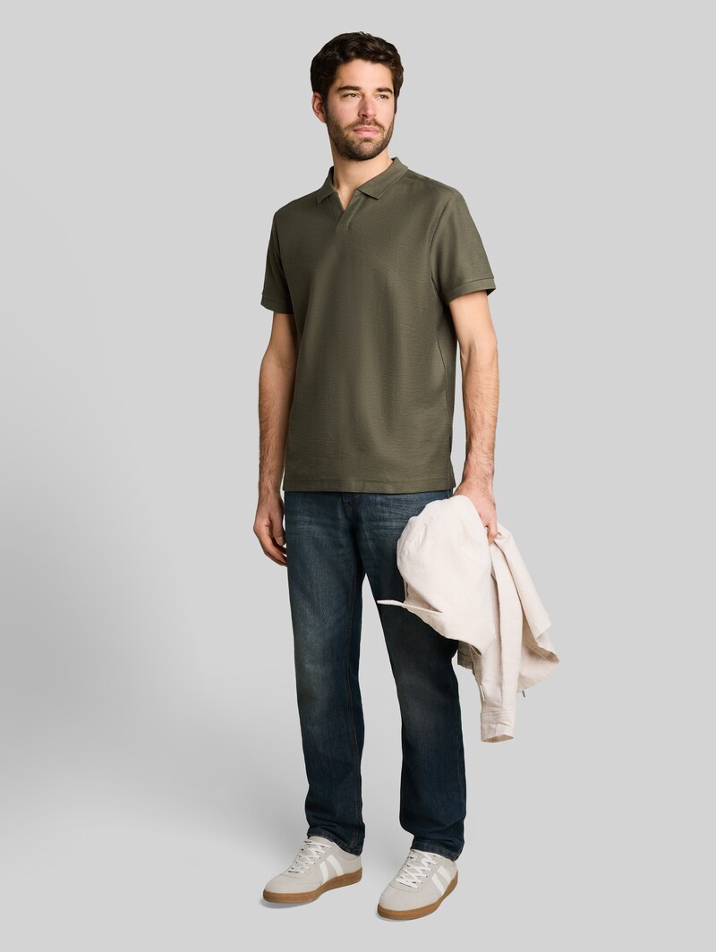 Tom Tailor Poloshirt mit Ottoman-Struktur - Deep Leaf Green