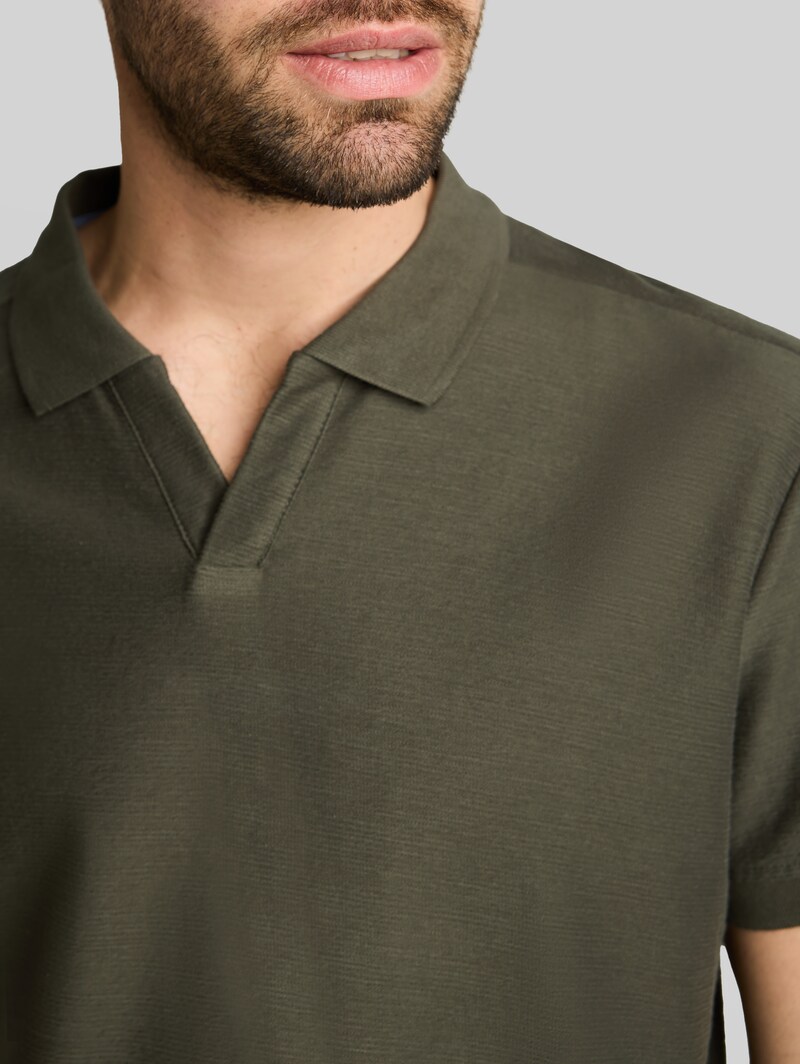 Tom Tailor Poloshirt mit Ottoman-Struktur - Deep Leaf Green