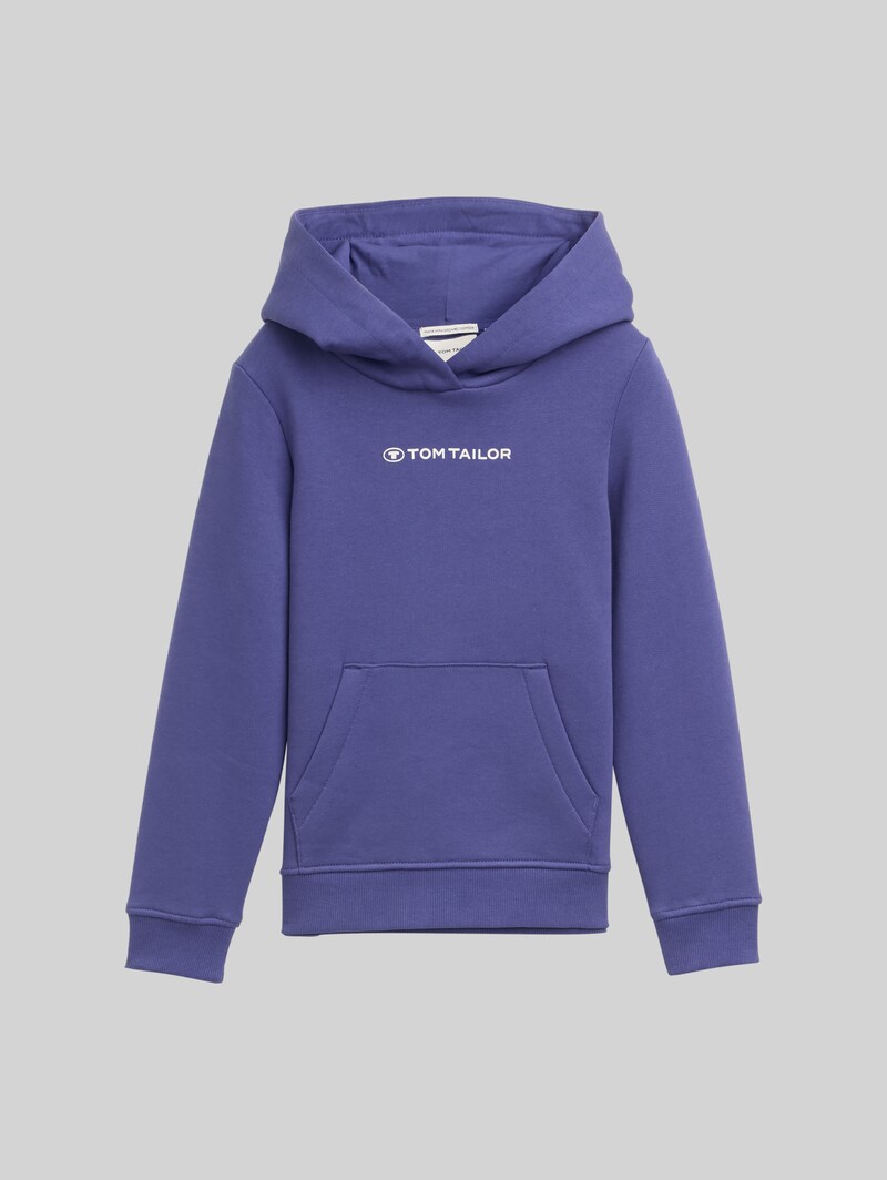 Tom Tailor Hoodie Sweatshirt mit Logo-Print - Dark Blue Harbor
