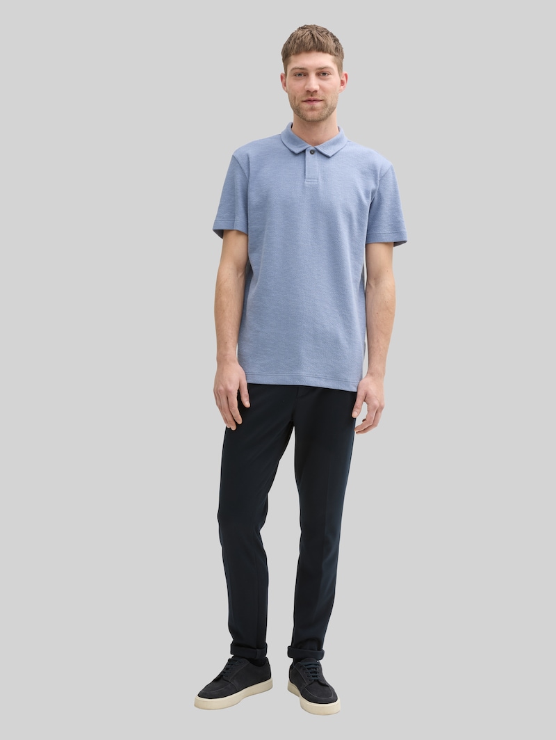 Tom Tailor Ripp Poloshirt mit Stretch-Anteil - Dove Blue