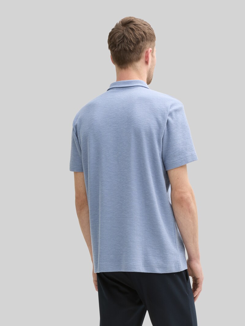 Tom Tailor Ripp Poloshirt mit Stretch-Anteil - Dove Blue