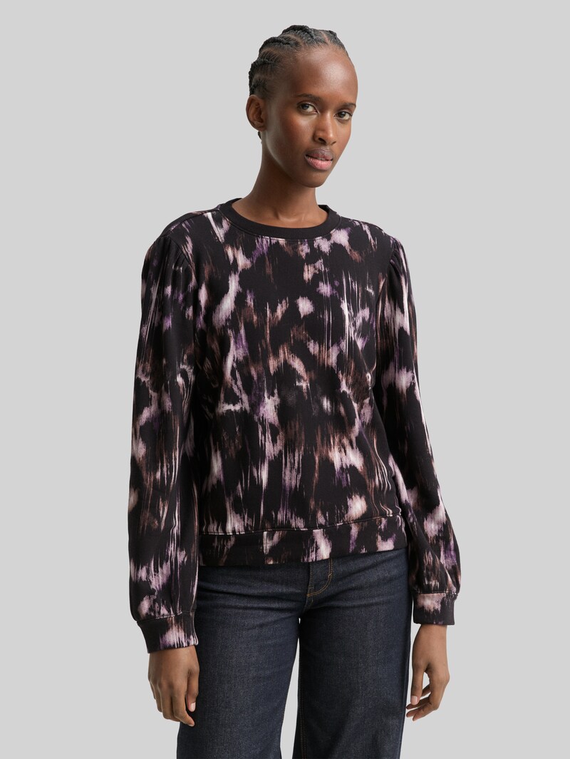 Tom Tailor Sweatshirt mit Muster - Black Brown Abstract Print Tom Tailor Sweatshirt mit Muster - Black Brown Abstract Print