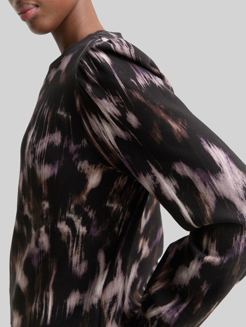 Tom Tailor Sweatshirt mit Muster - Black Brown Abstract Print