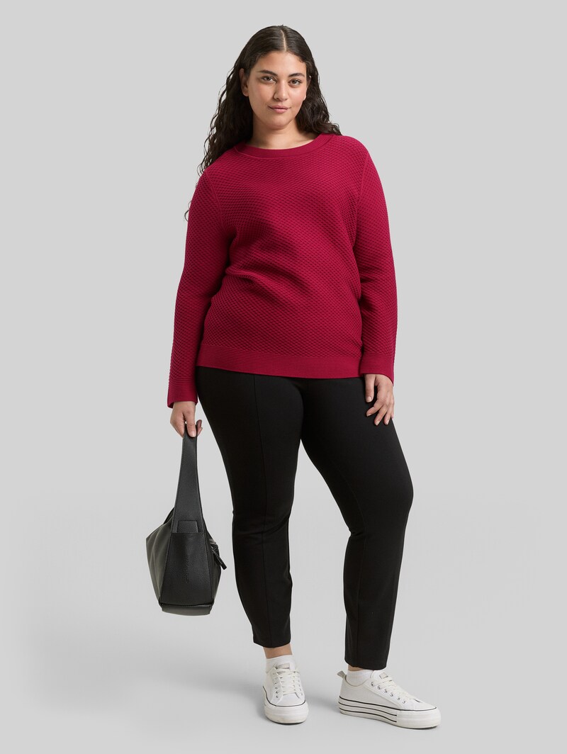 Tom Tailor Plus Size - Loose Fit Strickpullover aus Baumwolle - Rumba Red