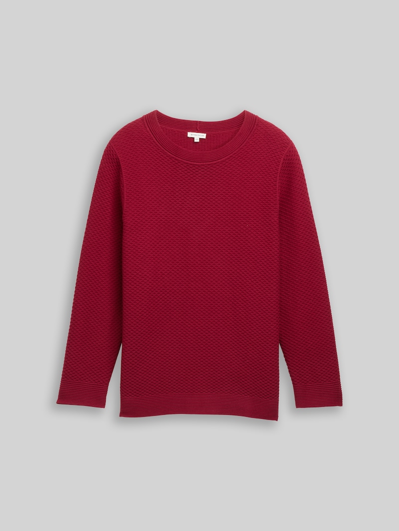 Tom Tailor Plus Size - Loose Fit Strickpullover aus Baumwolle - Rumba Red