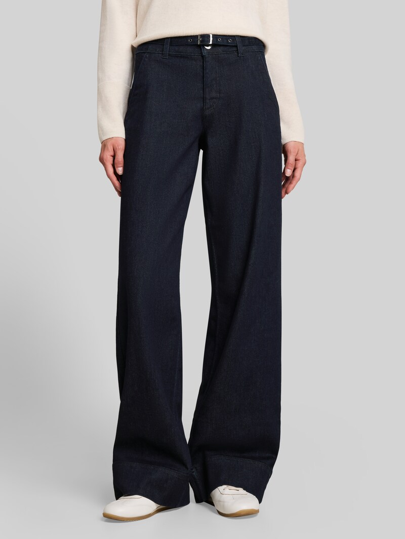 Tom Tailor TTLUNA WIDE Jeans mit Gürtel - Clean Rinsed Blue Denim