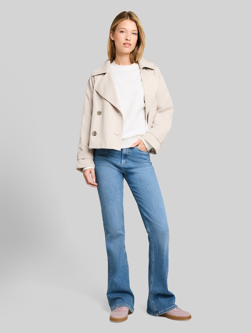 Tom Tailor Loose Fit Sweatshirt mit Stickerei - Off White Daisy Embroidery