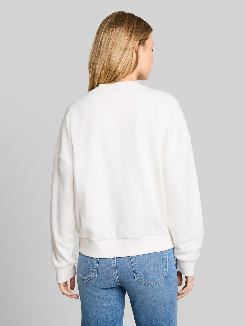 Tom Tailor Loose Fit Sweatshirt mit Stickerei - Off White Daisy Embroidery