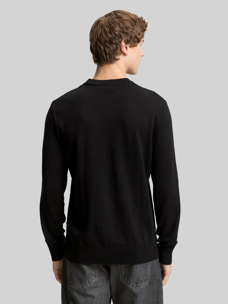 Tom Tailor Basic Strickpullover aus Baumwolle - Black