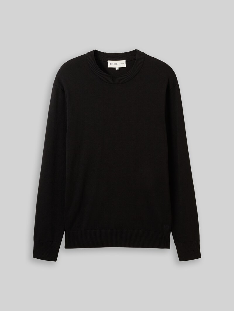 Tom Tailor Basic Strickpullover aus Baumwolle - Black