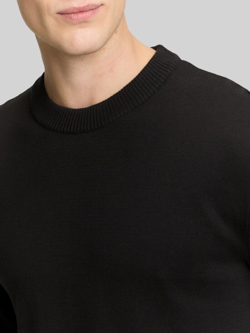Tom Tailor Basic Strickpullover aus Baumwolle - Black