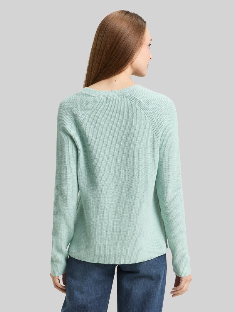 Tom Tailor Strickpullover mit V-Ausschnitt - Blue Haze