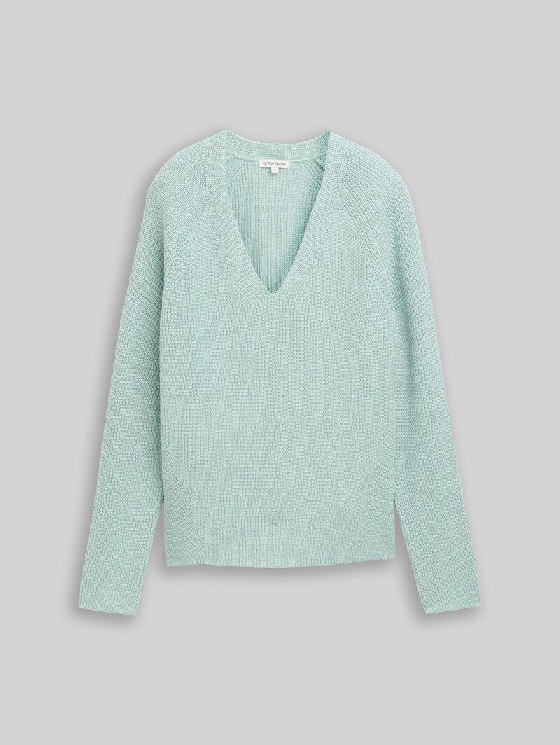 Tom Tailor Strickpullover mit V-Ausschnitt - Blue Haze