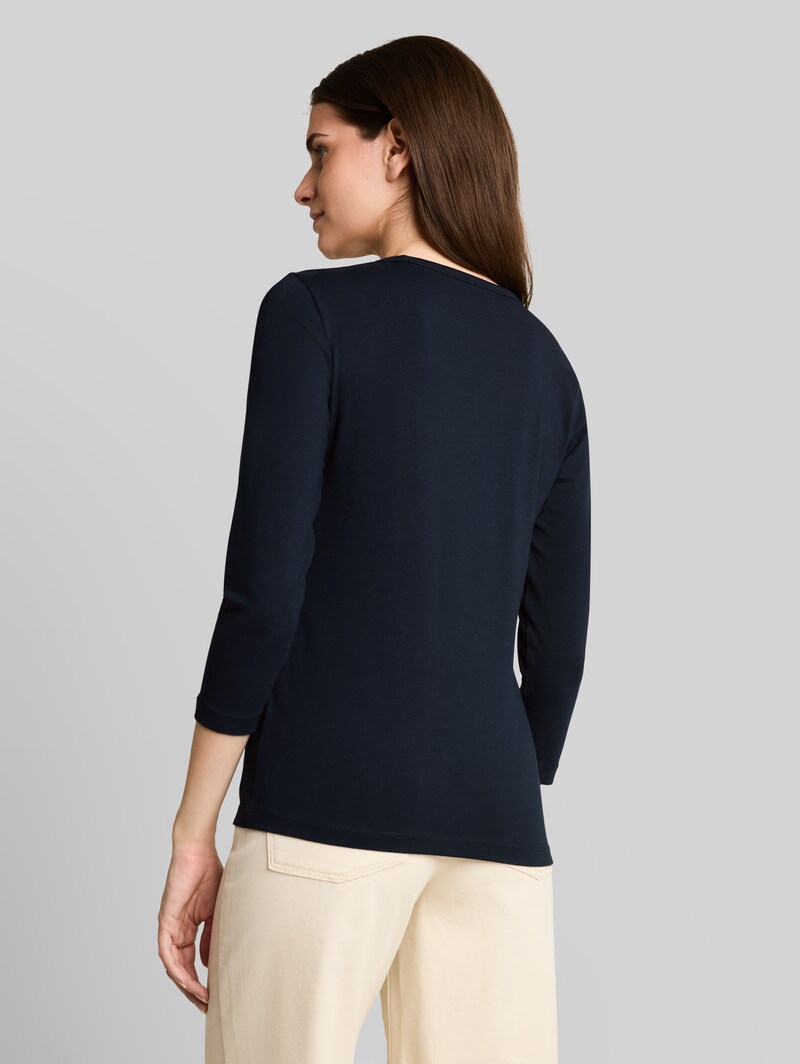 Tom Tailor Basic Langarmshirt mit V-Ausschnitt - Sky Captain Blue