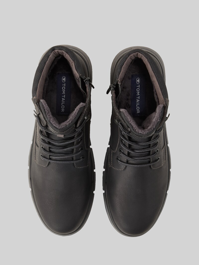 Tom Tailor Gefütterte Kunstleder Stiefeletten - Black