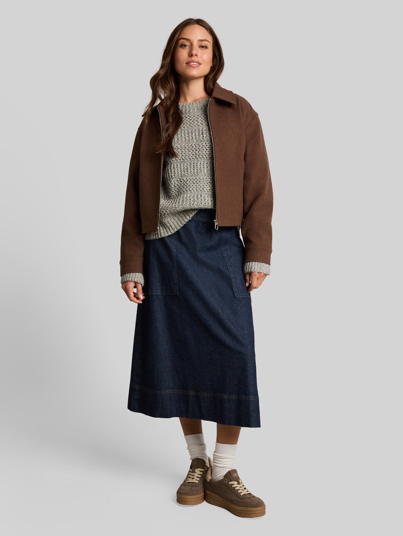Tom Tailor Strickpullover mit Wollanteil - Soft Grey Melange