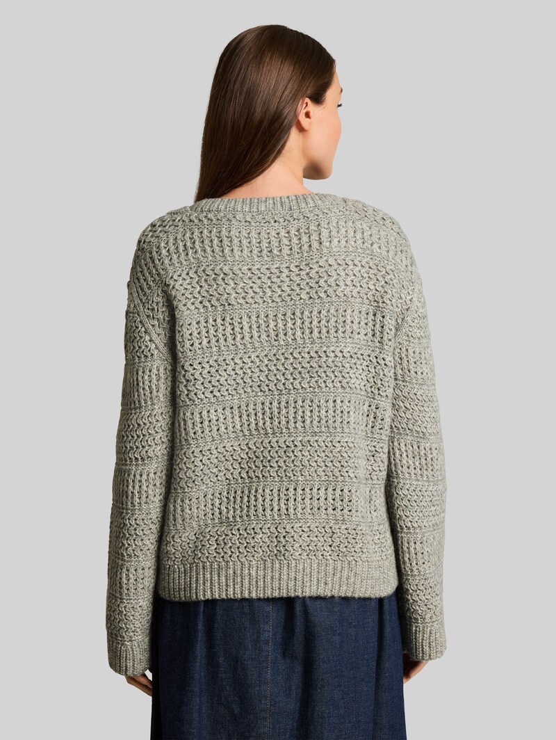 Tom Tailor Strickpullover mit Wollanteil - Soft Grey Melange