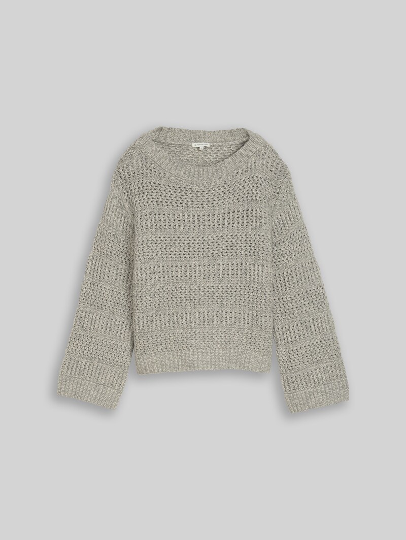 Tom Tailor Strickpullover mit Wollanteil - Soft Grey Melange