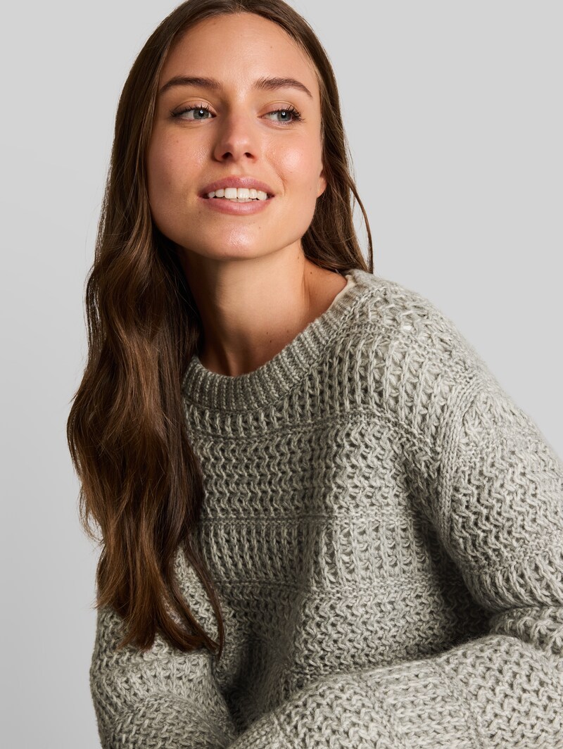 Tom Tailor Strickpullover mit Wollanteil - Soft Grey Melange