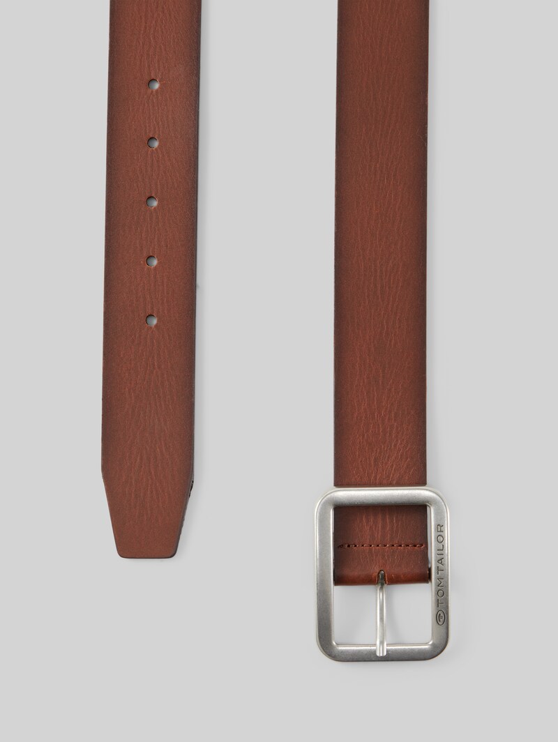Tom Tailor TTTED Ledergürtel mit eckiger Dornschließe - Light Brown Uni
