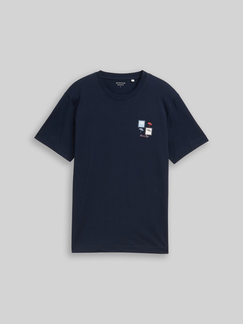Tom Tailor T-Shirt mit Print - Sky Captain Blue