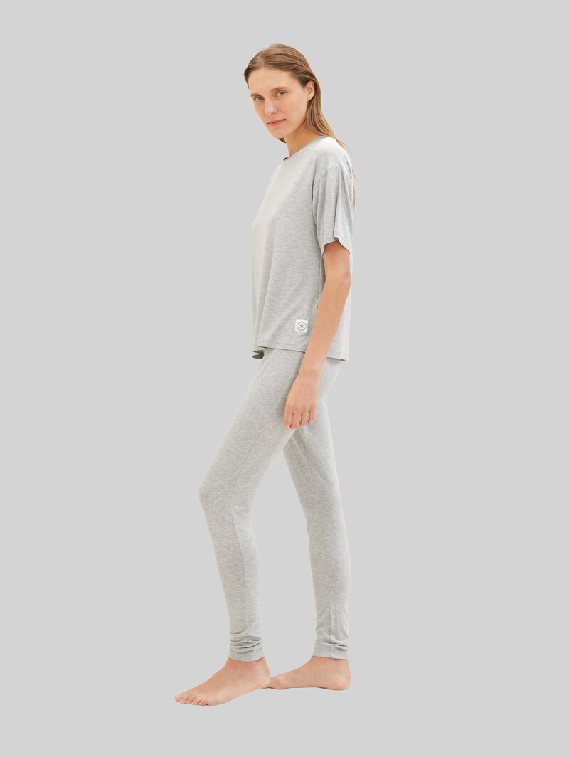 Tom Tailor Loungewear Leggings mit Logo-Print - Grey-medium-melange